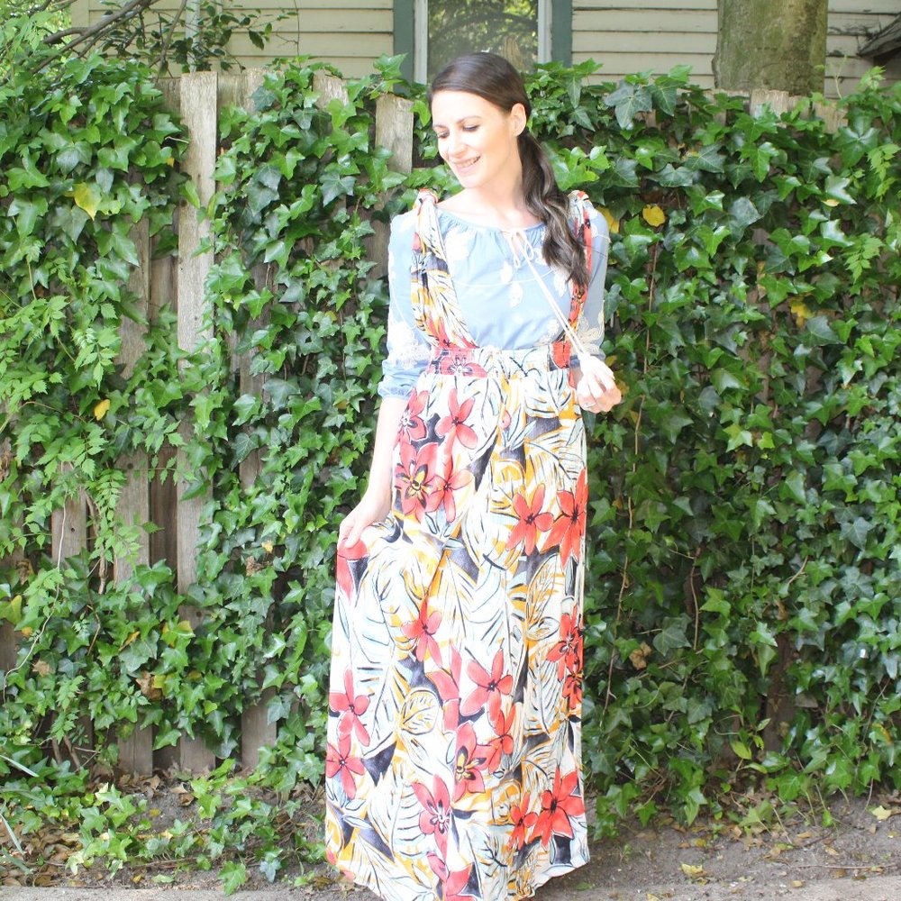 Tropical Floral Flowy Maxi Skirt - Picture 2 of 6
